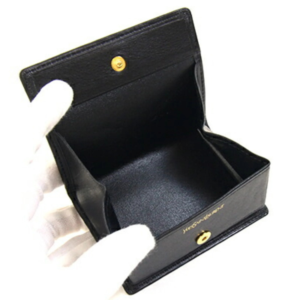Saint Laurent Wallet/Coin Case, Black Leather, Mini Wallet, Compact YSL Old S... - Picture 3 of 7